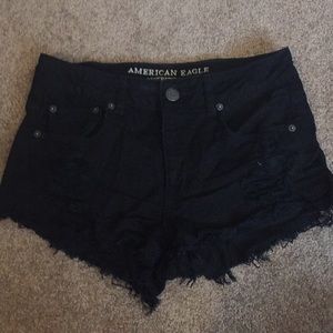 Black distressed American eagle jean shorts